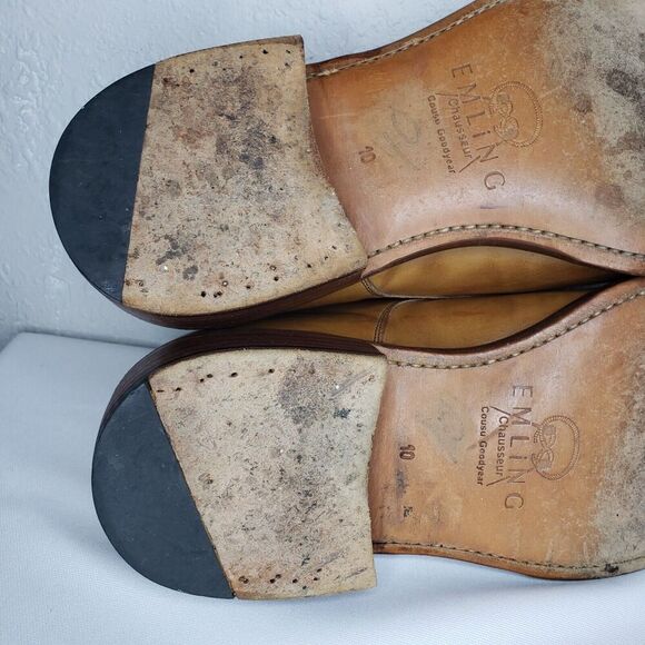 Emling Chausseur Tan Leather Split Toe Derby Shoes Mens Size 9 Made In Italy main image 4